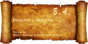 Beszteri Anetta névjegykártya